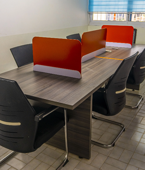 Open space coworking area with shared desks
